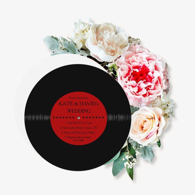 Retro Vinyl Record Moderne Hochzeitseinladungen Einladung (Von Creator hochgeladen)