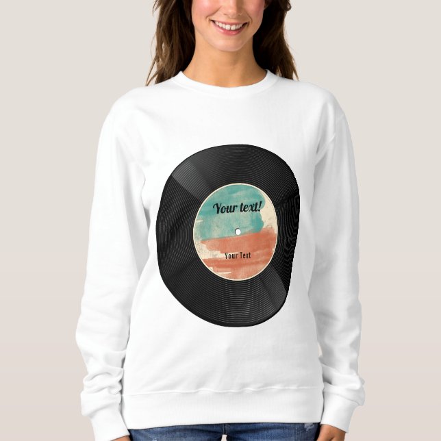 Retro Vinyl Record Music Album Sweatshirt (Vorderseite)