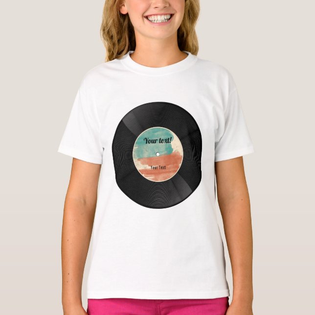 Retro Vinyl Record Music Album T-Shirt (Vorderseite)