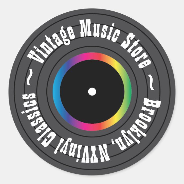 Retro Vinyl Record Personalisiert Runder Aufkleber (Vorderseite)