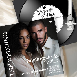 Retro Vinyl Record Photo Cover Wedding Einladung