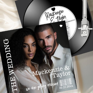 Retro Vinyl Record Photo Cover Wedding Einladung