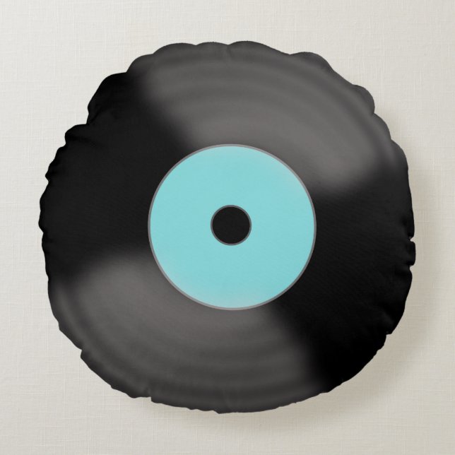 Retro Vinyl Record Pillow Rundes Kissen (Vorderseite)