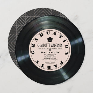 Retro Vinyl Record Rosa Abschluss Einladung