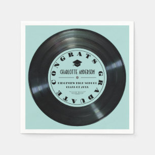 Retro Vinyl Record Türkis Abschluss Serviette