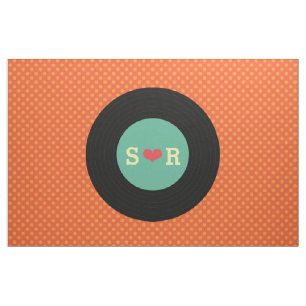 Retro Vinyl Record Wedding Flag Stoff
