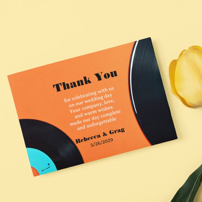 Retro Vinyl Record Wedding Foto Vielen Dank Dankeskarte (Von Creator hochgeladen)