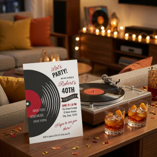 Retro-Vinyl-Schallplatte 40. Geburtstagseinladung Einladung