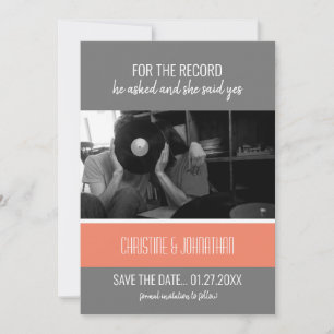 Retro-Vinyl-Schallplatte Flach Save The Date Karte
