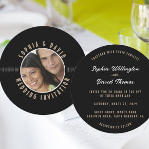 Retro-Vinyl-Schallplatte FOTO Hochzeit  Einladung