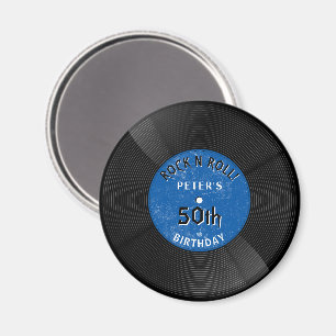 Retro-Vinyl-Schallplatte Rock N Roll Blau Geburtst Magnet