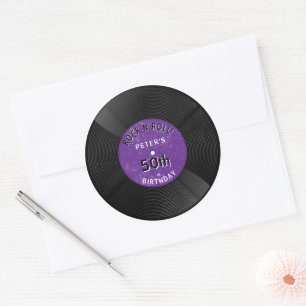 Retro-Vinyl-Schallplatte Rock N Roll Lila Geburtst Runder Aufkleber