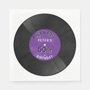 Retro-Vinyl-Schallplatte Rock N Roll Lila Geburtst Serviette
