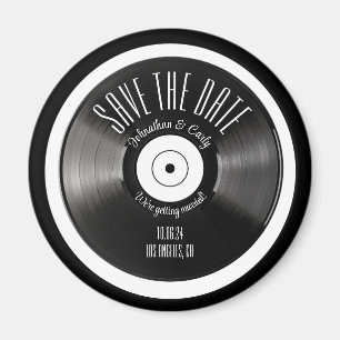 Retro-Vinyl-Schallplatte schwarz Save-the-Date-Fot Magnet