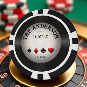 Retro-Vinyl-Schallplatten-Casino-Familienhochzeit Pokerchips