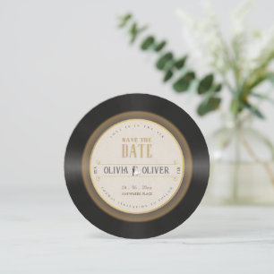 Retro-Vinyl-Schallplatten-Foto-Hochzeit Save The Date