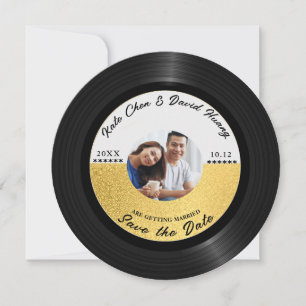 Retro-Vinyl-Schallplatten-Foto-Speichern Sie das D Save The Date