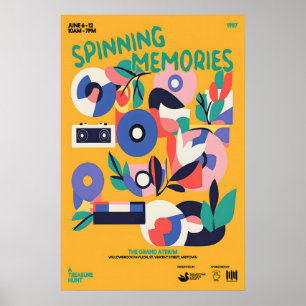 Retro-Vinyl-Schallplatten-Kunstprint Mid-Century-M Poster