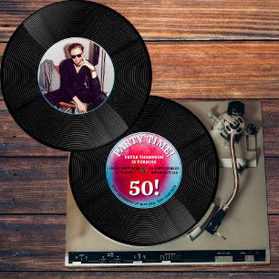 Retro-Vinyl-Schallplatten-Musik-Meilenstein-Geburt Einladung