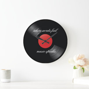 Retro-Vinyl-Schallplatten-Musik-Thema Große Wanduhr
