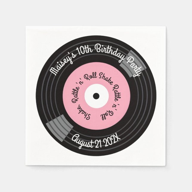 Retro-Vinyl-Schallplatten-Party Serviette (Vorderseite)