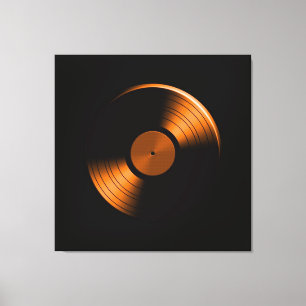 Retro-Vinyl-Schallplattenalbum in Orange Leinwanddruck