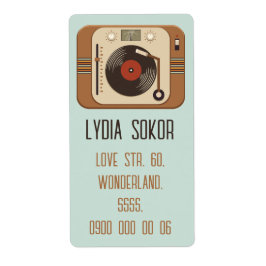 Retro Vinyl Turntable Shipping Label