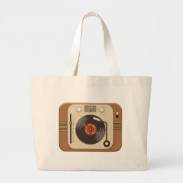 Retro Vinyl Turntable Tote Bag Jumbo Stoffbeutel
