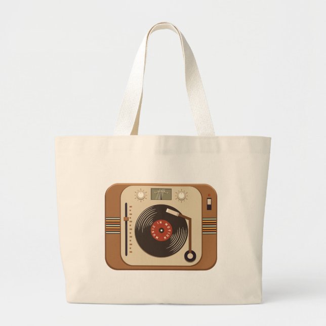 Retro Vinyl Turntable Tote Bag Jumbo Stoffbeutel (Vorne)