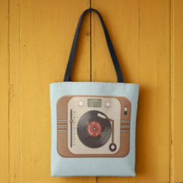 Retro Vinyl Turntable Tote Bag Tasche