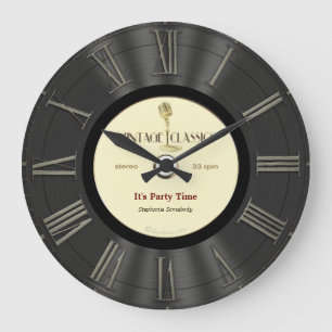 Retro Vinylaufzeichnungs-Druckentwurf Große Wanduhr