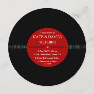 Retro Vinylaufzeichnungs-moderne Hochzeit lädt ein Einladung