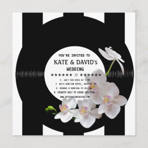 Retro Vinylaufzeichnungs-Orchideen-moderne Einladung