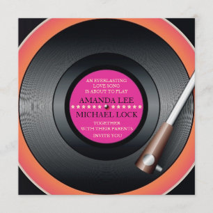 Retro Vinylrekordspieler/moderne Hochzeit lädt ein Einladung