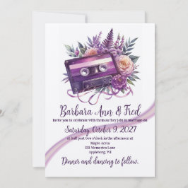 Retro Violet Vibes Cassette Tape Einladungskarte