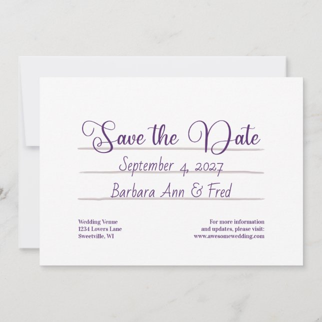 Retro Violet Vibes Kassettenband Save the Date (Rückseite)