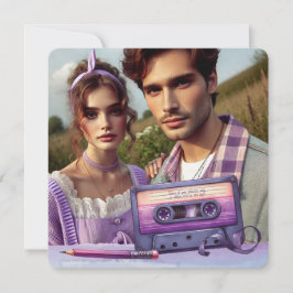 Retro Violet Vibes Kassettenband, Square Save The Date