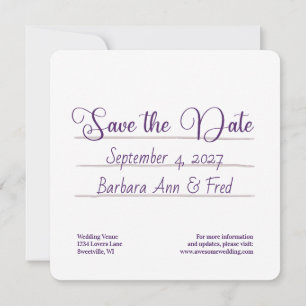 Retro Violet Vibes Kassettenband, Square Save The Date