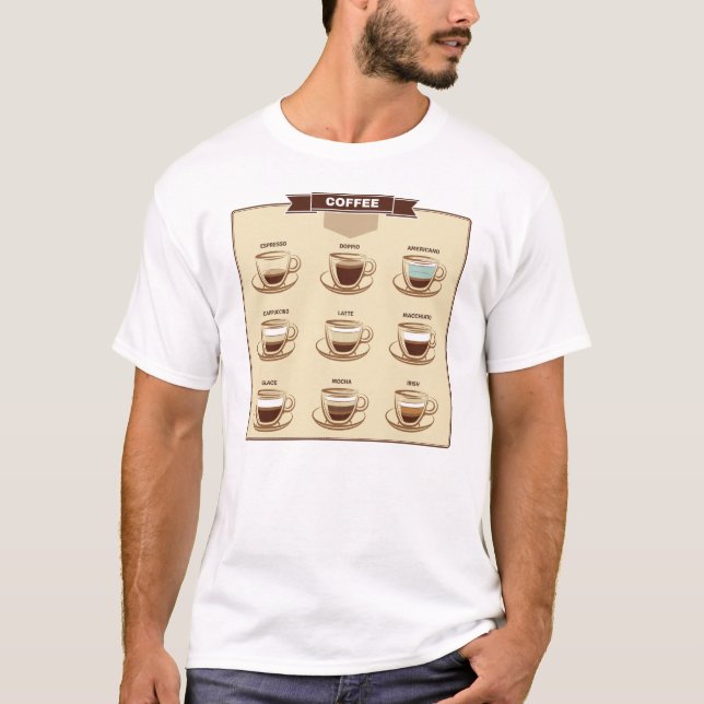 Retro-Visuelle Kaffeekarte T-Shirt (Vorderseite)