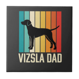 Retro Vizsla Vater Hund Silhouette Fliese