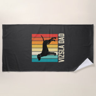 Retro Vizsla Vater Hund Silhouette Strandtuch