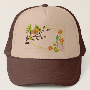 Retro-Vogel und Blume Truckerkappe