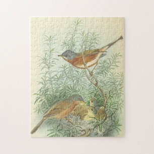 Retro-Vogel- und Nest-im-Baum-Puzzle