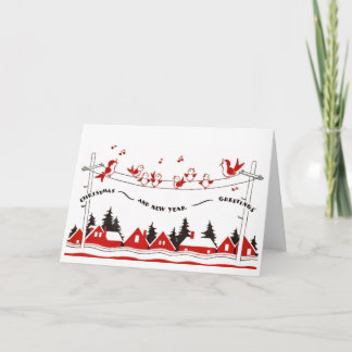 Retro-Vögel Weihnachten und Neue Jahre Karte
