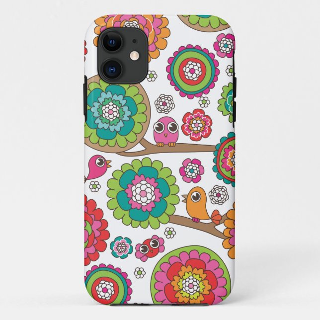 Retro Vogelmusterillustration Case-Mate iPhone Hülle (Rückseite)