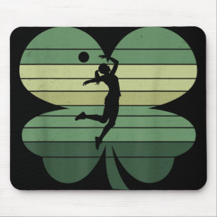 Retro Volleyball Kleeblatt Patricks Day Mens Mousepad
