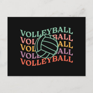 Retro Volleyball Sport Feiertagspostkarte