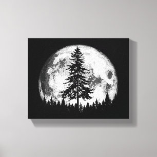Retro Vollmond & minimalistischer Tannenbaum Vinta Leinwanddruck