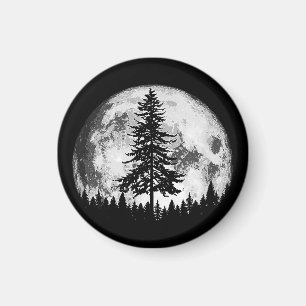 Retro Vollmond & minimalistischer Tannenbaum Vinta Magnet