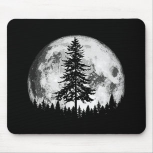 Retro Vollmond & minimalistischer Tannenbaum Vinta Mousepad